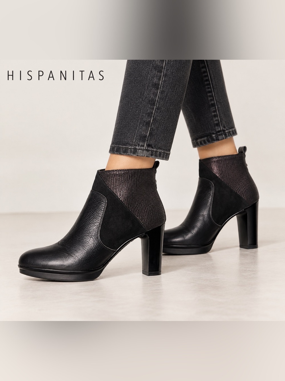 HISPANITAS‎ black leather & suede ankle boots size 6 (EU 36)